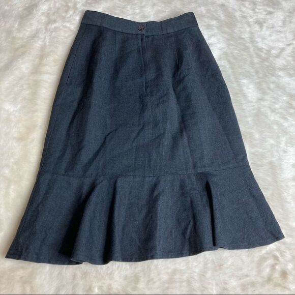 HOLT RENFREW CANADA Wool Ruffle Hem‎ Midi Skirt XS - Picture 1 of 5